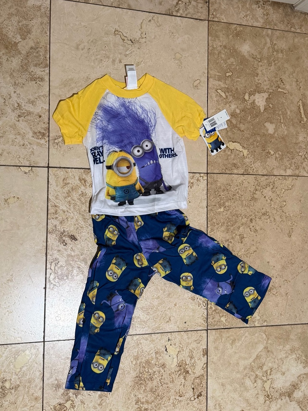Licensed Minions Kids Pajama Set - Yellow & Blue
